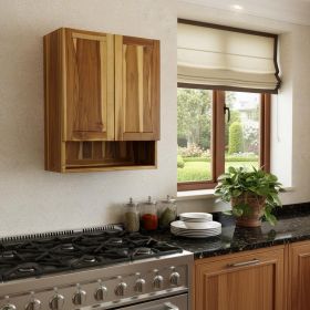 24" Brown Solid Wood Wall Mounted Accent Cabinet