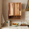 24" Shades Of Brown Solid Teak Wood Wall Mounted Accent Cabinet