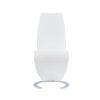 Set of Two White and Silver Upholstered Faux Leather Dining Parsons Chairs