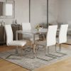 Set Of 4 White Two Toned Dining Chairs With Silver Tone Metal Base