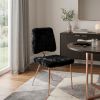 Set Of 2 Gold Black Fabric Solid Back Dining Chairs