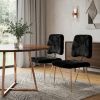 Set Of 2 Gold Black Fabric Solid Back Dining Chairs