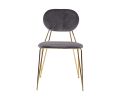 Set Of 2 Mid Century Mod Grey Velvet And Gold Dining Chairs