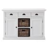 White Modern Farmhouse Large Accent Cabinet With Baskets