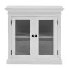35" White Wood and Glass Two Door Accent Cabinet