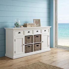 Modern Farmhouse White Buffet With Baskets
