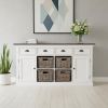Modern Farmhouse Brown And White Buffet Server With Baskets