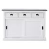 Modern Farmhouse Black And White Buffet Server With Sliding Doors