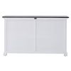 Modern Farmhouse Black And White Buffet Server With Sliding Doors