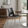 Set of Two Black And Silver Upholstered Faux Leather Open Back Dining Side Chairs