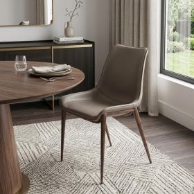 Set Of Two Walnut Solid Back Dining Chairs