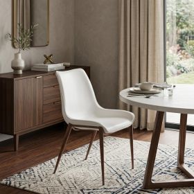 Stich White Faux Leather Side or Dining Chairs Set of 2 Chairs