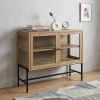 Rustic Honey Brown Two Door Shadowbox Cabinet