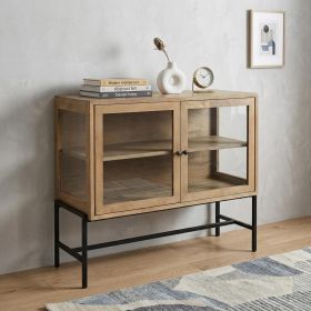 Rustic Honey Brown Two Door Shadowbox Cabinet