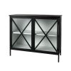 Slender Sleek Black Two Door Glass Cabinet