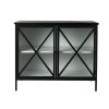 Slender Sleek Black Two Door Glass Cabinet