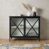 Slender Sleek Black Two Door Glass Cabinet