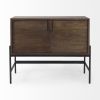 Dark Brown Two Door Cabinet With Metal Legs