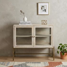 Rustic White Two Door Shadowbox Cabinet