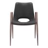 Set of Two Black And Brown Upholstered Faux Leather Open Back Dining Arm Chairs