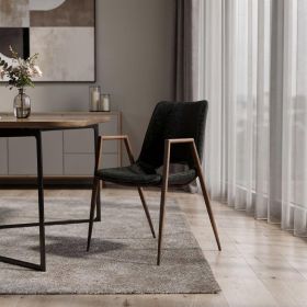 Set of Two Black And Brown Upholstered Faux Leather Open Back Dining Arm Chairs