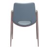 Set of Two Gray And Brown Upholstered Faux Leather Open Back Dining Arm Chairs