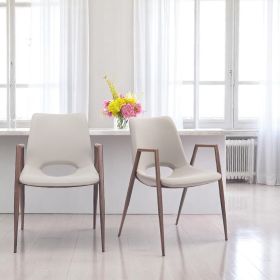 Set of Two Ivory Retro Modern Funk Dining Chairs