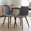 Set of Two Gray And Black Upholstered Fabric Dining Side Chairs