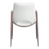 Set of Two White And Brown Upholstered Faux Leather Open Back Dining Arm Chairs