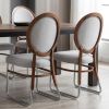 Set of Two Gray And Brown Upholstered Fabric King Louis Back Dining Side Chairs