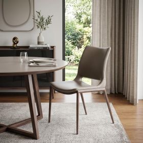 Set of Two Gray Faux Leather and Espresso Mod Ergo Dining Chairs