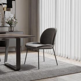 Set Of Two Gray And Black Upholstered Fabric Side Chairs