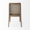 Set Of Two Cream And Brown Upholstered Fabric Cross Back Side Chairs
