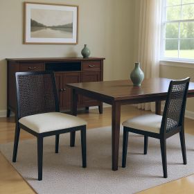 Set Of Two Black Upholstered Fabric Cross Back Side Chairs