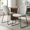 Set Of Two White And Black Upholstered Fabric Side Chairs