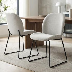 Set Of Two White And Black Upholstered Fabric Side Chairs