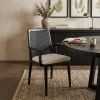 Black and Cream Uholstery and Cane Dining Armchair
