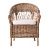 Set of Two Gray Brown Semi Circle Back Wicker Chairs with Seat Cushions