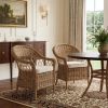 Set of Two Gray Brown Semi Circle Back Wicker Chairs with Seat Cushions