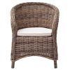 Set of Two Round Wicker Club Armchairs with Seat Cushion