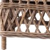 Set of Two Natural Lattice Wicker Arm Chairs with Seat Cushions