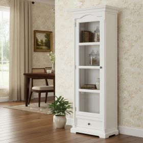 Traditional White and Glass Door Storage Cabinet