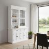 57" White Solid Wood Frame Dining Hutch With Twelve Shelves And Two Drawers