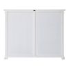 52" White Wood and Glass Two Level Storage Cabinet
