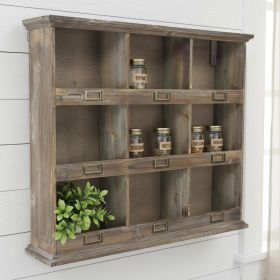 Rustic Nine Slot Wooden Open Wall Cabinet
