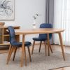 Set of Two Blue Faux Leather and Walnut Dining or Side Chairs