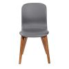 Set of Two Gray Faux Leather and Walnut Dining or Side Chairs