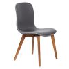 Set of Two Gray Faux Leather and Walnut Dining or Side Chairs