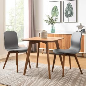 Set of Two Gray Faux Leather and Walnut Dining or Side Chairs