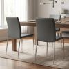 Set of Two Gray Faux Faux Leather Steel Stacking Chairs